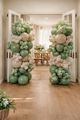 Ballonsäulen in Organic Style mit Blumen